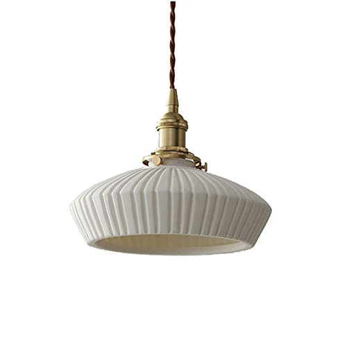 ZTTECH 220 mm Weiße Keramik Pendelleuchte Mit Messingfassung Hängelampe Deckenleuchte Geeignet Für Wohnzimmer Küche Flur Bar Esszimmer von ZTTECH