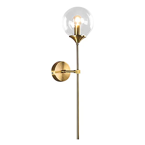 ZTTECH Industrielle Vintage Wandleuchte Glas Globe Transparent mit Gold Langer Arm Wandleuchte Gold Wandleuchte Nachttischlampe (Transparent)… von ZTTECH