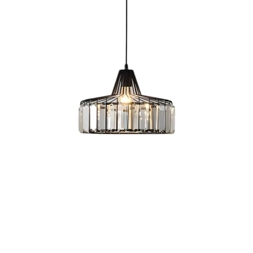 ZTTECH Moderne Kristall Pendelleuchte Höhenverstellbare Hängelampe aus Metall und Glas E27 Fassung Kompatibel mit dimmbaren Leuchtmitteln für Küche Esszimmer Schlafzimmer (Schwarz, 25cm) von ZTTECH