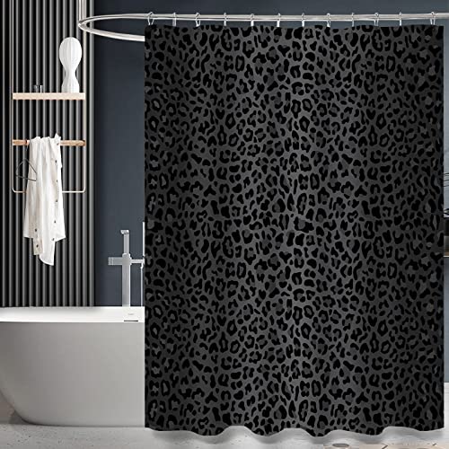 ZTTXL Duschvorhang (152,4 x 182,9 cm), schwarzer Leoparden-Geparden-Druck, Polyestergewebe, wasserdicht, moderner Stil, Badezimmer von ZTTXL
