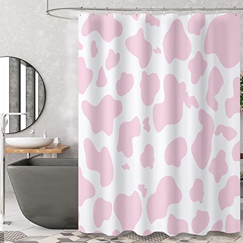 ZTTXL Duschvorhang (182,9 x 198,1 cm), rosa Kuh-Druck, Polyestergewebe, Duschvorhang-Set für Badezimmer mit 12 Haken (rosa Kuhdruck) von ZTTXL