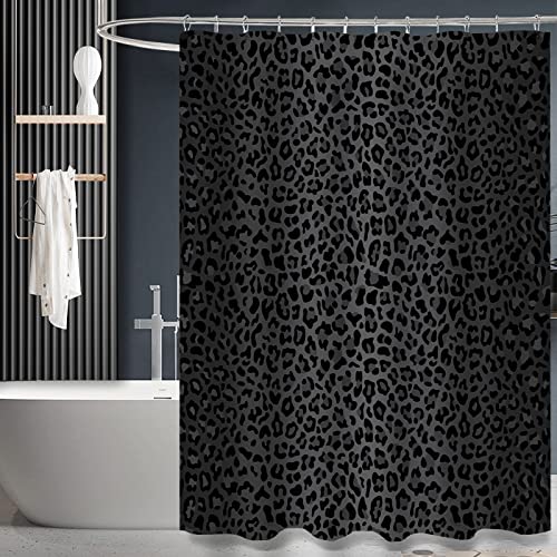 ZTTXL Duschvorhang (182,9 x 198,1 cm), schwarzer Leoparden-Geparden-Druck, Duschvorhang-Set für Badezimmer mit 12 Haken (schwarzer Leoparden-Geparden-Aufdruck) von ZTTXL