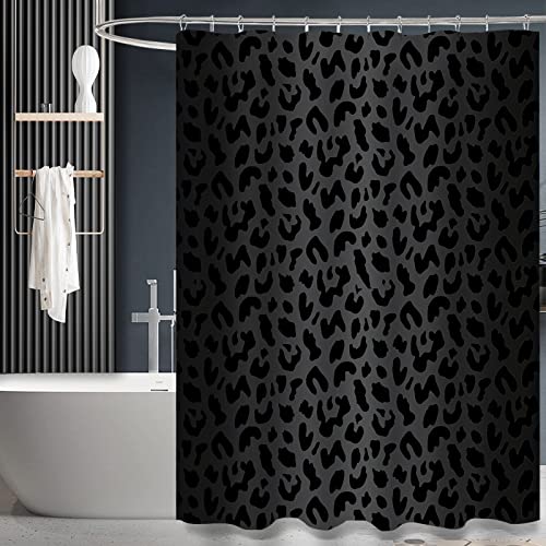 ZTTXL Duschvorhang mit Leopardenmuster (182,9 x 182,9 cm), schwarzer Leopardenmuster, Duschvorhang-Set für Badezimmer mit Haken (D2) von ZTTXL