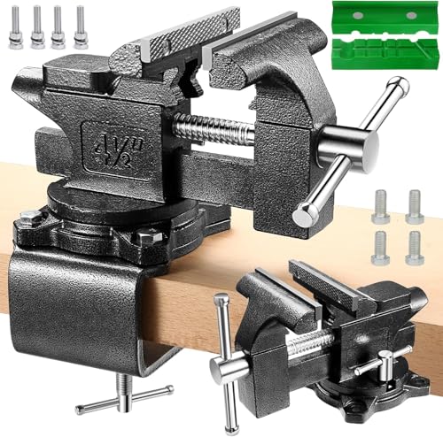 Schraubstock - Tischschraubstock drehbar 270°, 110 mm Spannweite,2-in-1-Mehrzweck-Hochleistungs-Schraubstock mit multifunktionalen weichen Backen von ZTUKOMN