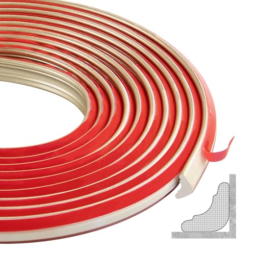 ZTVOWTO 300cm TPE Dreikant Wandleisten, Eckleiste Selbstklebend, Flexible Deckenleisten Selbstklebend für Wandkanten, Küchenarbeitsplatten, Fliesenkanten, Deckenabschlüsse(12 * 9 mm,Champagner-Gold) von ZTVOWTO