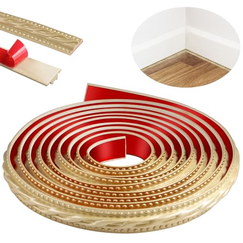 300cm Zierleisten Selbstklebend,Peel and Stick Wandleisten,3D Deckenleisten Selbstklebend für Spiegelrahmen,Möbel,Türrahmen,Decken,Heimdekoration(Champagner Gold) von ZTVOWTO
