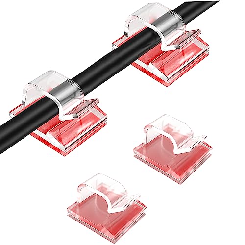 50 Stück Kabelhalter,Kabelklemmen Selbstklebend,Schreibtisch Kabelmanagement Organizer,Kabelschellen für Beleuchtung und Dekoration,Wand,Werkstatt,Heimbüro,Außenbereich (15mm*14mm,Transparent) von ZTVOWTO