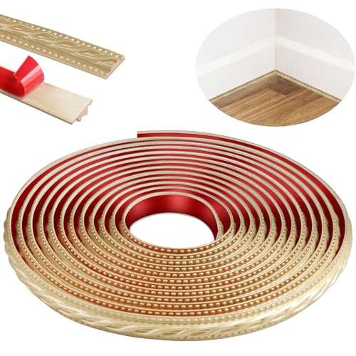 600cm Zierleisten Selbstklebend,Peel and Stick Wandleisten,3D Deckenleisten Selbstklebend für Spiegelrahmen,Möbel,Türrahmen,Decken,Heimdekoration(Champagner Gold) von ZTVOWTO