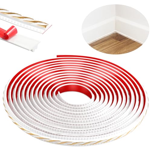600cm Zierleisten Selbstklebend,Peel and Stick Wandleisten,3D Deckenleisten Selbstklebend für Spiegelrahmen,Möbel,Türrahmen,Decken,Heimdekoration(Weiß mit Gold) von ZTVOWTO