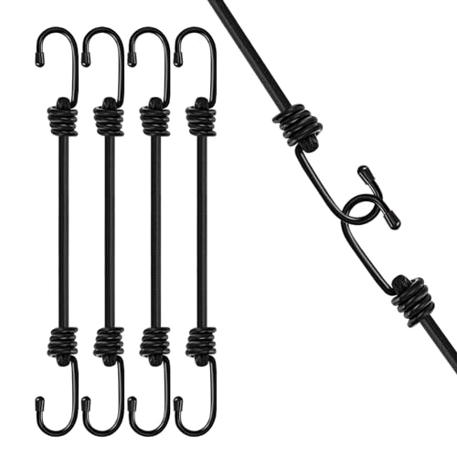 60cm*8mm 4 Stück Expander mit Haken, Spanngummi mit Haken zum Schutz von Möbeln, Trolleys, Campingzelten, Motorrädern(Schwarz) von ZTVOWTO