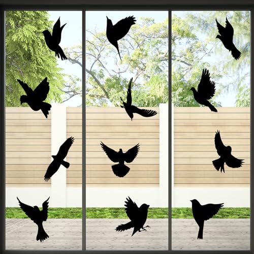 Fensterbilder Vögel Vogelschutz Aufkleber für Fensterscheiben Fensteraufkleber Vogelschutz Verhindert Personen und Vogelschläge Fenster Vogelschutz Groß Vogel Fenster Aufkleber(Schwarz) von ZTVOWTO