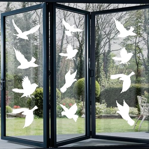 Fensterbilder Vögel Vogelschutz Aufkleber für Fensterscheiben Fensteraufkleber Vogelschutz Verhindert Personen und Vogelschläge Fenster Vogelschutz Groß Vogel Fenster Aufkleber(Weiß) von ZTVOWTO