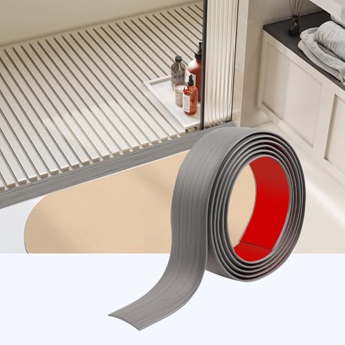 Übergangsprofil Selbstklebend, PVC Bodenleisten Selbstklebend, Türleiste Boden zum Verbinden Von Bodenfugen, Teppichschwellenübergängen, Bodenfliesen (Neu Grau, 200cm*4cm) von ZTVOWTO