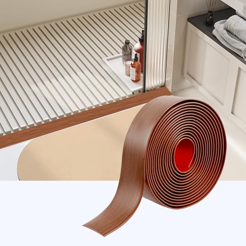 Übergangsprofil Selbstklebend, PVC Bodenleisten Selbstklebend, Türleiste Boden zum Verbinden Von Bodenfugen, Teppichschwellenübergängen, Bodenfliesen (Thailändisches Teakholz, 400cm*4cm) von ZTVOWTO
