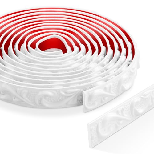 ZTVOWTO 3 Meter Peel and Stick Zierleisten Selbstklebend, 3D Deckenleisten Styropor, Wandleisten Selbstklebend für Spiegelrahmen, Schranktüren, Türrahmen, Decken, Heimdekorationen(Weiß) von ZTVOWTO