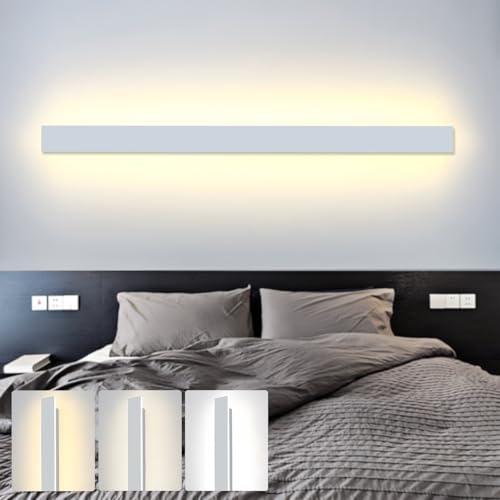 ZTWLEED LED Wandleuchte Innen,36W Wandlampe Innen Moderne Drei Farbtemperaturen 3000K/4000K/6000K Lange Wandbeleuchtung für Schlafzimmer Wohnzimmer Korridor Treppenhaus,100CM Weiß 110-240V von ZTWLEED