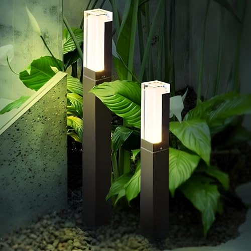 ZTWLEED 2 Stück LED Wegeleuchten Außen,6W Pollerleuchte Außen Naturweiß 4000K IP65 Wasserdicht Gartenbeleuchtung für Rasen Terrasse Weg Garage,Schwarz 40CM 110-240V von ZTWLEED