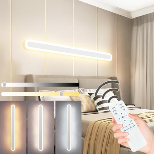 ZTWLEED 44W Wandleuchte Innen Dimmbar,LED Wandlampe Innen Mit Fernbedienung 2.4G,Dimmbare Wandlampe Innen 3000K-6000K.120CM Lang Wandleuchte Modern für Wohnzimmer Schlafzimmer Flur Weiß AC220V. von ZTWLEED