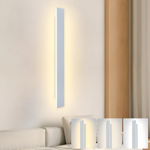 ZTWLEED LED Wandleuchte Innen,22W Wandlampe Innen Moderne Drei Farbtemperaturen 3000K/4000K/6000K Lange Wandbeleuchtung für Schlafzimmer Wohnzimmer Korridor Treppenhaus,60CM Weiß 110-240V von ZTWLEED
