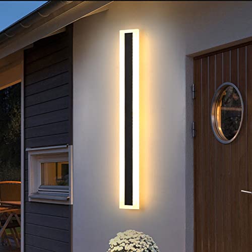 ZTWLEED Aussenleuchten aus Acryl,12W 60CM LED Lange Außenlampe,IP65 Wasserdichte schwarze Wandleuchte im Innen und Außenbereich, Naturweiß 4000K von ZTWLEED