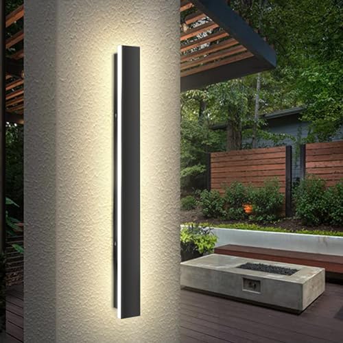 ZTWLEED Aussenleuchten aus Acryl,16W 80CM LED Lange Außenlampe,IP65 Wasserdichte schwarze Wandleuchte im Innen und Außenbereich, Naturweiß 4000K von ZTWLEED