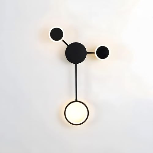 ZTWLEED LED Wandleuchte Innen,12W 1500LM Wandlampe Innen Modern Drei Farbtemperaturen 3000K/4000K/6000K,Wandleuchte Schwarz für Schlafzimmer Wohnzimmer Korridor,110-240V von ZTWLEED