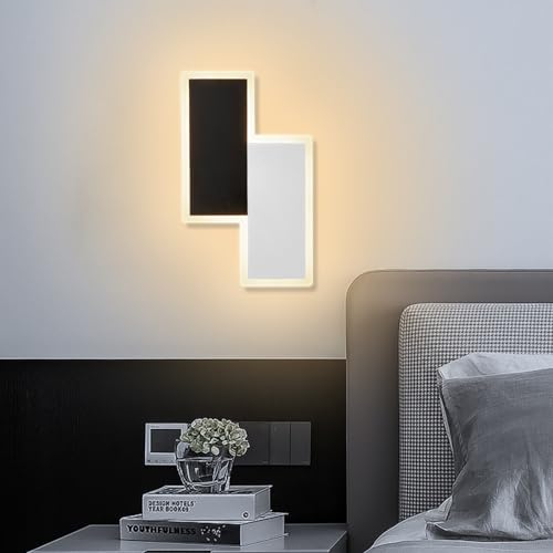 ZTWLEED LED Wandleuchte Innen,12W Wandleuchte Inne，3000K/4000K/6000K Dreifarbig Verstellbare Wandlampe,Modern LED Wandbeleuchte Acryl für Schlafzimmer, Wohnzimmer,Treppen von ZTWLEED