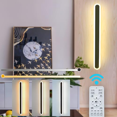 ZTWLEED LED Wandleuchte Innen Dimmbar,22W Wandlampe mit Fernbedienung 2.4GHz,10-100% Helligkeitseinstellung Wandleuchte Schwarz für Schlafzimmer Wohnzimmer Korridor Treppenhaus,60CM 110-240V ZTWLEED LED Wandleuchte Innen Dimmbar,22W Wandlampe mit Fernbedienung 2.4GHz,10-100% Helligkeitseinstellung Wandleuchte Schwarz für Schlafzimmer Wohnzimmer Korridor Treppenhaus,60CM 110-240V von ZTWLEED