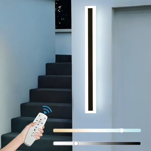 ZTWLEED LED Wandleuchte Aussen,20W Dimmbar Wandlampe mit Fernbedienung,Wasserdicht Lange Wandleuchte Schwarz,Acryl Außenwandleuchten für Villa Garten Korridor Außenbalkon,100CM 110-240V von ZTWLEED