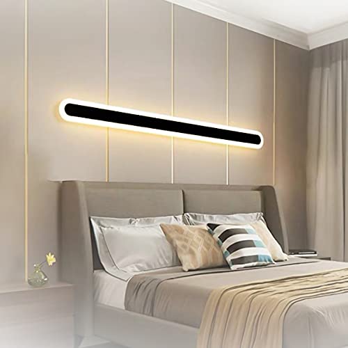 ZTWLEED Lange Wandlampe,44W LED Wandleuchte Inne,120CM Tricolor Beleuchtungsmodus RA≥80 Wohnzimmerlampe,Schwarze Wandleuchte für Wohnzimmer Schlafzimmer Treppe Flur AV220V von ZTWLEED