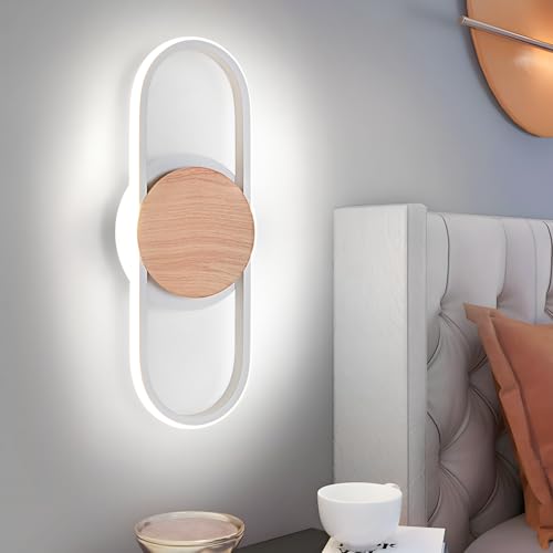 ZTWLEED LED Wandleuchte Innen,14W 1600LM Wandlampe LED Runde Kaltweiß 6000K Wandleuchte Holzmaserung für Schlafzimmer Wohnzimmer Korridor,110-240V von ZTWLEED