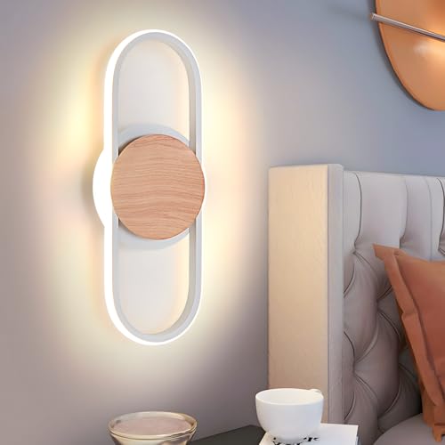 ZTWLEED LED Wandleuchte Innen,14W 1600LM Wandlampe LED Runde Neutralweiß 4000K Wandleuchte Holzmaserung für Schlafzimmer Wohnzimmer Korridor,110-240V von ZTWLEED