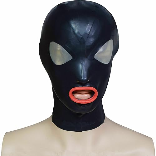 BDSM Sexmaske Fetisch Latexmaske Cosplay Party Kopfbedeckung Gummimaske Halloween Kopfmaske Maske SM Bondage Erotik Maske Latex Paar Sexspielzeug Für SM Sexspiele,M,Black von ZTWSAQ