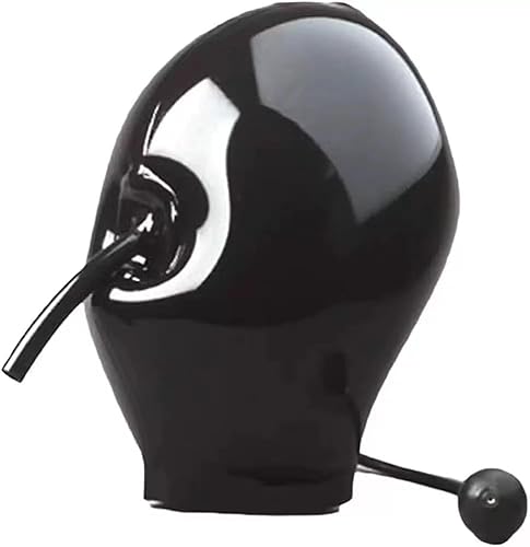 Bondage Erstickungsmaske mit aufblasbarem Ventil SM Rollenspiel Fetisch Latexmaske Partymaske Kopfbedeckung Halloween Gummimaske BDSM Maske Latex Sexspielzeug für Paare Extremer Sex,M,Black von ZTWSAQ