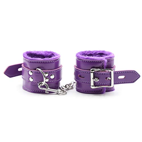 Bondage Sets BDSM Bindung Handschellen Sexspielzeug Schlösser Leder Plüsch PU Schwarz Handaufzug Eisenketten Handschnallen Spielspielzeug Für Erwachsene,Purple von ZTWSAQ