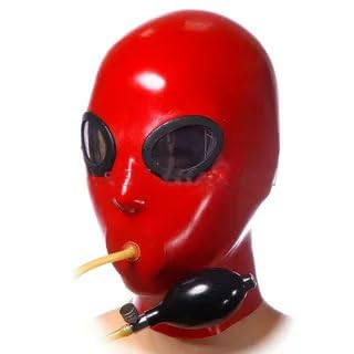 Gag Maske Bondage Maske Mit Aufblasbarem Ventil Fetisch Latexmaske Für SM Männer Frauen Erotische Knbel Maske Cosplay Sexmaske Halloween Maske Kopfmaske BDSM Spielzeug,M,Red von ZTWSAQ