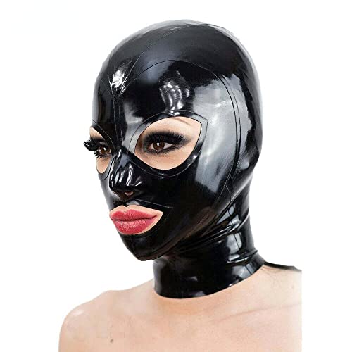 Sexy Kopfbedeckung Aus Latex Latexmaske Cosplay Mit Reißverschluss Sex-Maske Partyfetisch Latexmaske Sexspielzeug Geeignet Für Paarspiele,S,Black von ZTWSAQ
