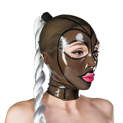 ZTWSAQ Bondage Maske SM Latex Maske Maskerade Cosplay Maske Fetisch BDSM Maske Extrem Für Männer Frauen Halloween Maske Mit Reißverschluss Sexspielzeug Für Erwachsene,S,Black von ZTWSAQ