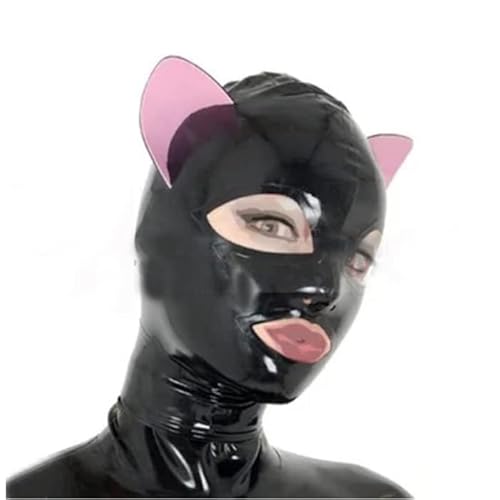 ZTWSAQ Gummimaske Persönlichkeitsmaske Katzenmaske Sexy Maske Halloween Maske Bühnenmaske Bondage Maske SM Maske Latexmaske Fetisch Cosplay,2L,Pink von ZTWSAQ