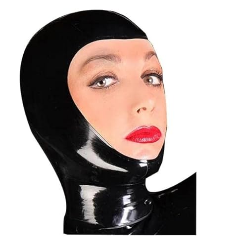 ZTWSAQ Halloween Maske Sm Maske Latexmaske Cosplay Kopfbedeckung Fetisch Party Kostüm Haube Sexmaske Halböffnung Latex Maske Sm Frau Paar Sexspielzeug,L,Black von ZTWSAQ