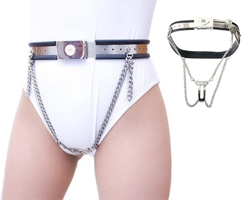 ZTWSAQ Keuschheitsgürtel Für Damen Chastity Device Edelstahl Chastity Lock Sklave Bondage Keuschheitshose Chastity Belt Extrem BDSM Fetisch Keuschheitsgürtel Aus Metall Sm Sexspielzeug,110cm/120cm von ZTWSAQ