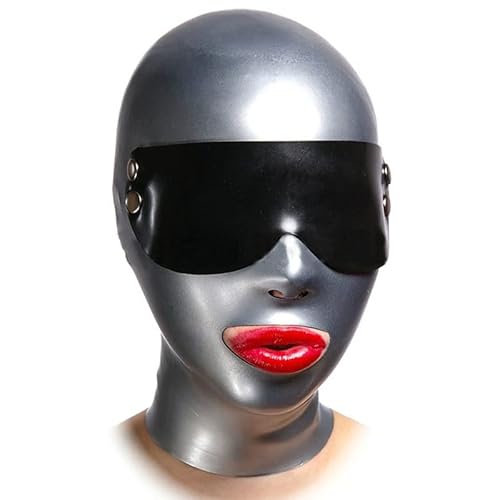 ZTWSAQ Latex Maske Mit Augenmaske Paare Sexspielzeug Für Erwachsene Halloween Maske Extreme Sex Maske Latex Fetisch Bondage Maske Latex Maske Sm Frau Und Herren Breathplay Masken,M,Silver von ZTWSAQ