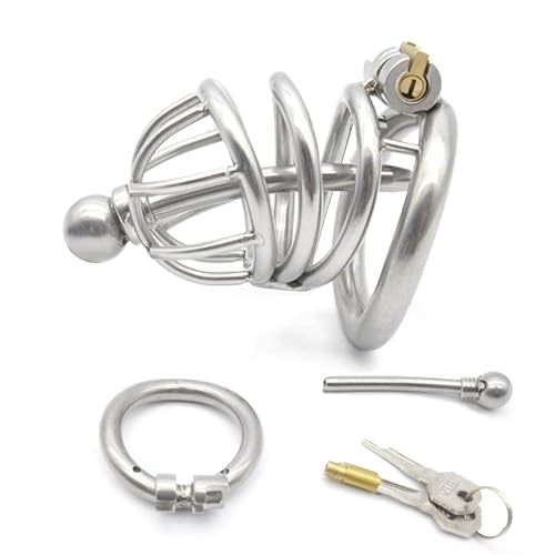 ZTWSAQ Penniskäfig Mit Dilator Aus Edelstahl Keuschheitskäfig Herren Extrem Chastity Cages Cock Cage Mit Katheter Sex Käfig Für Sm Keuschheitsgürtel Penis Cage Keuschheit Schloss Für Männer,45mm von ZTWSAQ