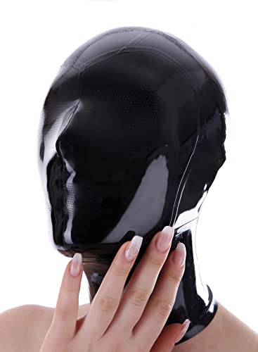 ZTWSAQ Würgen Latexmaske Bondage Spiel SM Maske Latex Halloween Party Maske Maskerade Maske BDSM Extreme Sexspielzeug Für Paare Erotische Kopfbedeckung Kostüm Gummimaske,M,Black von ZTWSAQ