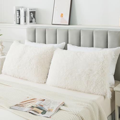 ZTYROLJ 2er Kissenbezug 40x80 cm,Microfiber Ultra Weich Kissenbezug mit Reißverschluss, Atmungsaktiv Resistent Quasten Weiß Kissenbezug 2er Set 40x80 für Bettwäsche Sofa von ZTYROLJ