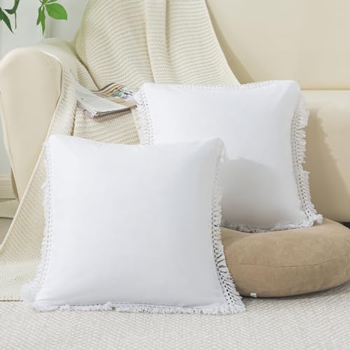 ZTYROLJ 2er Set Kissenbezug 40x40,Microfiber Ultra Weich Kopfkissenbezug mit Reißverschluss,Atmungsaktiv Resistent Quasten Couchkissen Bezug für Sofa von ZTYROLJ