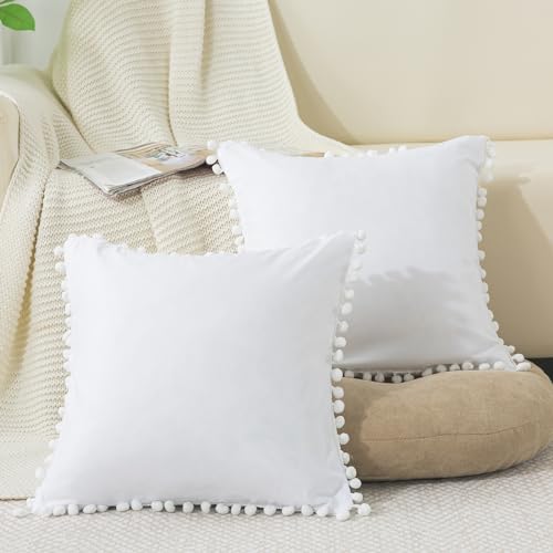 ZTYROLJ 2er Set Kissenbezug 40x40 mit Reißverschluss,Microfiber Weich Kopfkissenbezug,Atmungsaktiv Resistent Quasten Zierkissenbezüge für Sofa von ZTYROLJ