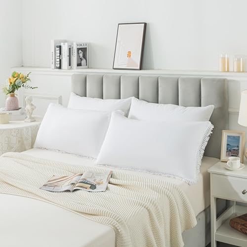 ZTYROLJ 2er Set Kissenbezug 40x80,Microfiber Ultra Weich Kopfkissenbezug mit Reißverschluss,Atmungsaktiv Resistent Quasten Couchkissen Bezug für Sofa ZTYROLJ 2er Set Kissenbezug 40x80,Microfiber Ultra Weich Kopfkissenbezug mit Reißverschluss,Atmungsaktiv Resistent Quasten Couchkissen Bezug für Sofa von ZTYROLJ