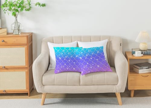 ZTYROLJ 2er Set Meerjungfrau Kissenbezug 80x80 cm,Microfiber Ultra Weich Kopfkissenbezug mit Reißverschluss, Atmungsaktiv Resistent Couchkissen Bezug für Sofa von ZTYROLJ