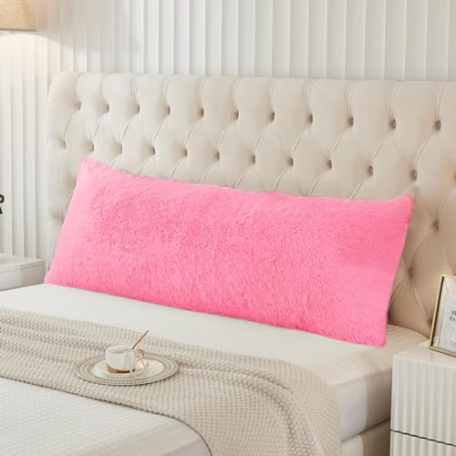 ZTYROLJ Seitenschläferkissen Bezug 40 x 145 Plüsch-Kissenbezug mit Reißverschluss,Weiche Qualität, Bügelfrei Kissenbezug Deko für Kissen Bett/Sofa Stoff-Rosa von ZTYROLJ